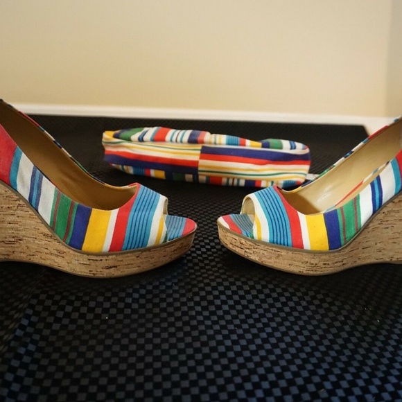 Nine West - Rainbow Stripe Wedge Heel w/ Purse - Picture 4 of 7